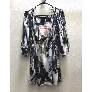 Off-Shoulder Abstract Print Dress – Japanese Brand "Image" – Size 7 (XS/S)